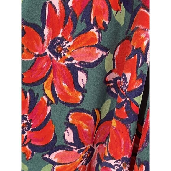 Glamorous Wrap Maxi Dress Floral Green Red Smocked Sz 10 - Picture 5 of 7